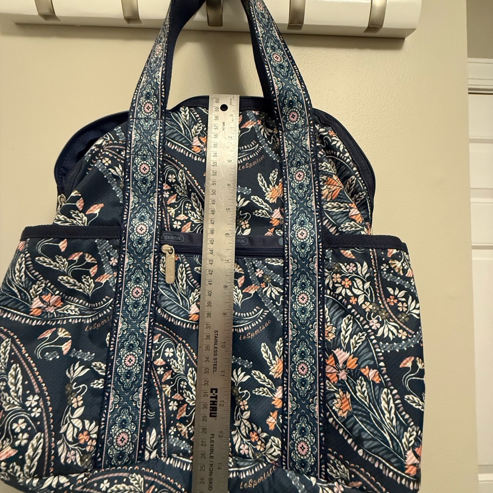 Floral Navy Knapsack/Tote - Picture 7 of 7